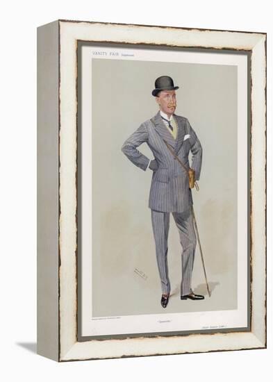 Sporting Major Eustace Loder in a Double-Breasted Pin- Stripe Suit with Trousers That Taper-Spy (Leslie M. Ward)-Framed Premier Image Canvas