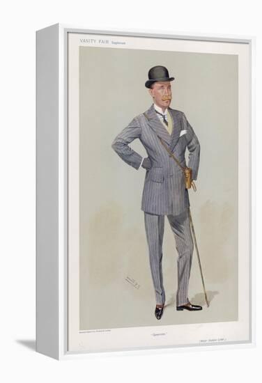 Sporting Major Eustace Loder in a Double-Breasted Pin- Stripe Suit with Trousers That Taper-Spy (Leslie M. Ward)-Framed Premier Image Canvas