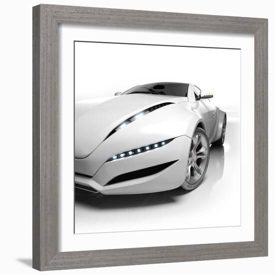 Sports Car Isolated On White Background. My Own Car Design. Not Associated With Any Brand-Misha-Framed Photographic Print