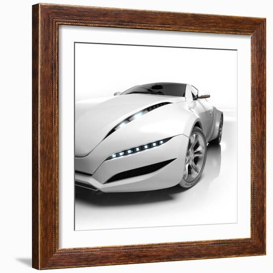 Sports Car Isolated On White Background. My Own Car Design. Not Associated With Any Brand-Misha-Framed Photographic Print