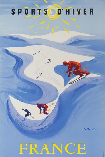 Sports D Hiver France French Travel Poster Winter Sports Photographic Print David Pollack Art Com