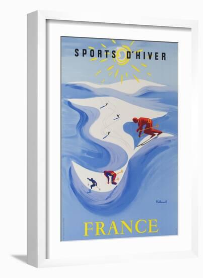 Sports D'Hiver, France, French Travel Poster Winter Sports-null-Framed Giclee Print