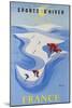 Sports D'Hiver, France, French Travel Poster Winter Sports-null-Mounted Giclee Print