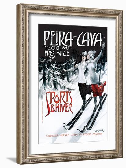 Sports d'Hiver: Skiing Friends-null-Framed Art Print
