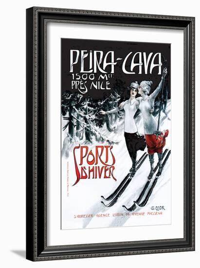 Sports d'Hiver: Skiing Friends-null-Framed Art Print