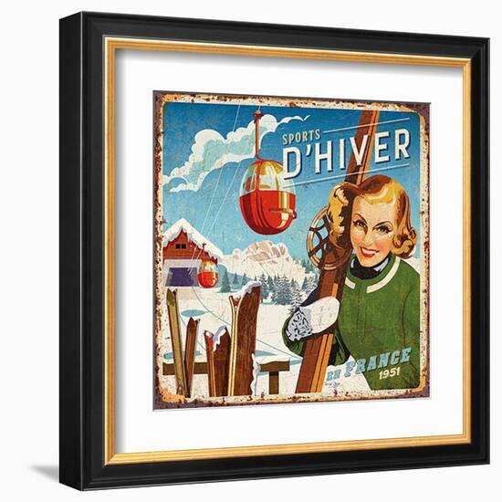 Sports d'hiver-Bruno Pozzo-Framed Art Print