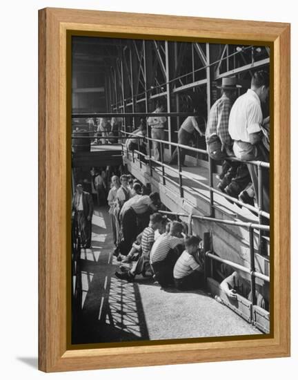 Sports Fans Attending Baseball Game at Ebbets Field-Ed Clark-Framed Premier Image Canvas