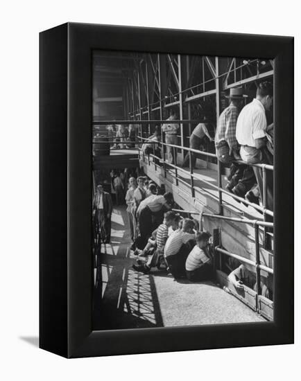 Sports Fans Attending Baseball Game at Ebbets Field-Ed Clark-Framed Premier Image Canvas