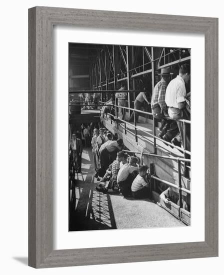 Sports Fans Attending Baseball Game at Ebbets Field-Ed Clark-Framed Photographic Print