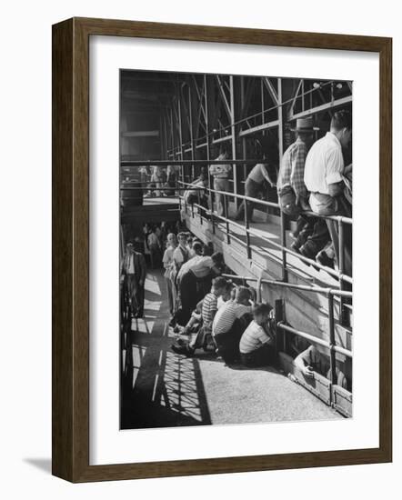 Sports Fans Attending Baseball Game at Ebbets Field-Ed Clark-Framed Photographic Print