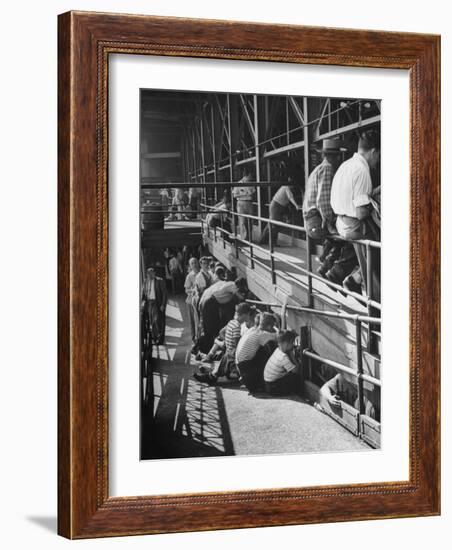 Sports Fans Attending Baseball Game at Ebbets Field-Ed Clark-Framed Photographic Print