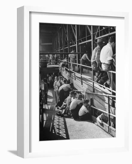 Sports Fans Attending Baseball Game at Ebbets Field-Ed Clark-Framed Photographic Print