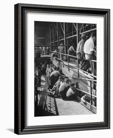 Sports Fans Attending Baseball Game at Ebbets Field-Ed Clark-Framed Photographic Print