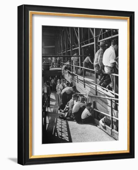 Sports Fans Attending Baseball Game at Ebbets Field-Ed Clark-Framed Photographic Print