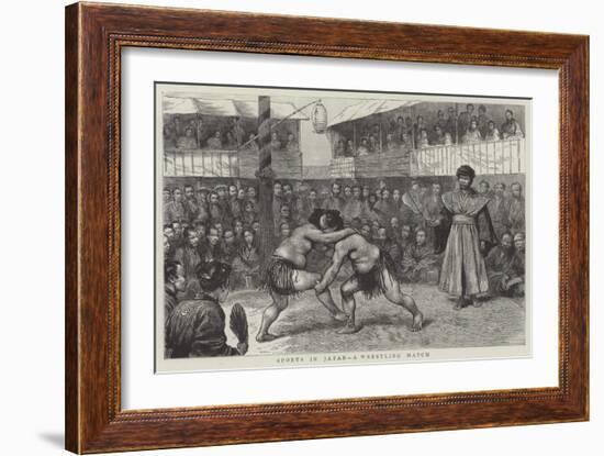 Sports in Japan, a Wrestling Match-null-Framed Giclee Print