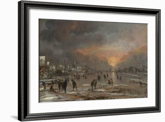 Sports on a Frozen River, c.1660-Aert van der Neer-Framed Giclee Print