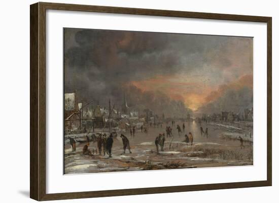 Sports on a Frozen River, c.1660-Aert van der Neer-Framed Giclee Print