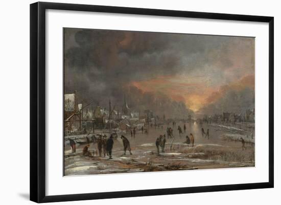 Sports on a Frozen River, c.1660-Aert van der Neer-Framed Giclee Print