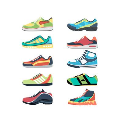 Sports Shoes Vector Set Fashion Sportwear Everyday Sneaker