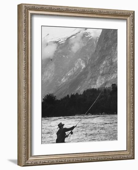 Sportsman Fishing in Norway-George Silk-Framed Photographic Print