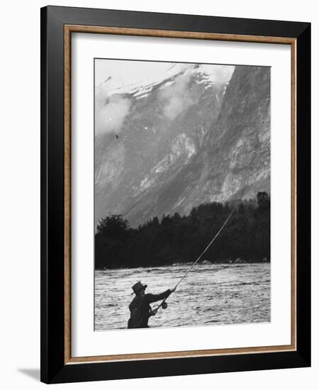 Sportsman Fishing in Norway-George Silk-Framed Photographic Print