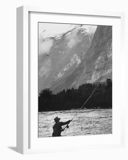 Sportsman Fishing in Norway-George Silk-Framed Photographic Print