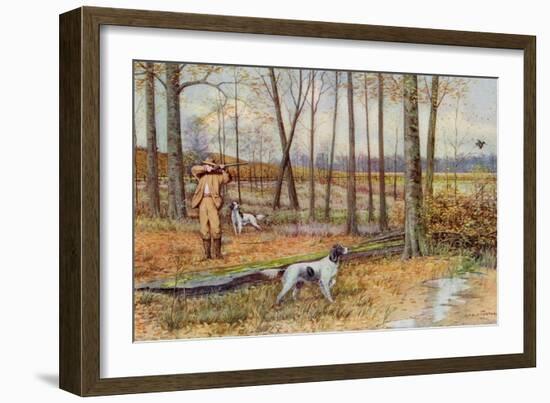 Sportsman with His English Setters Hunting Woodcock, Circa 1900-null-Framed Giclee Print