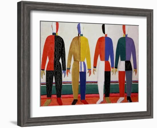 Sportsmen, or Suprematism in Sportsmen's Contours, 1928-32-Kasimir Malevich-Framed Giclee Print