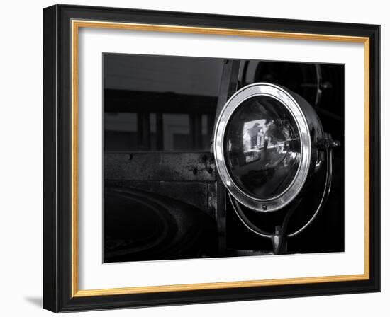 Spotlight on an old fire truck at historic Chippewa City, Cook County, Minnesota, USA-null-Framed Photographic Print