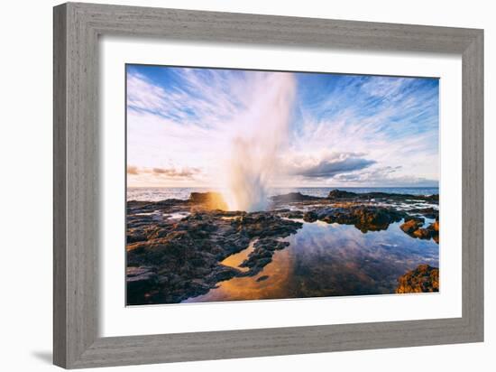 Spouting Horn Power at Sunrise, South Kauai, Poipu Hawaii-Vincent James-Framed Photographic Print