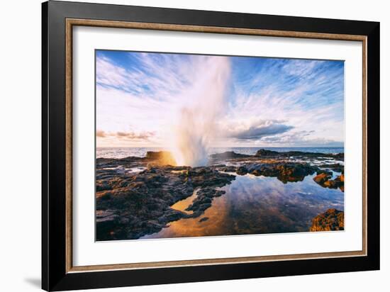 Spouting Horn Power at Sunrise, South Kauai, Poipu Hawaii-Vincent James-Framed Photographic Print