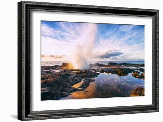 Spouting Horn Power at Sunrise, South Kauai, Poipu Hawaii-Vincent James-Framed Photographic Print