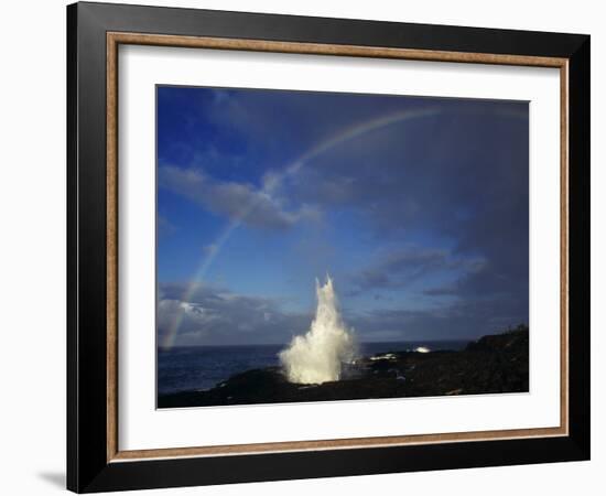 Spouting Horn with Rainbow, Po'Ipu, Kauai, Hawaii, USA-Rolf Nussbaumer-Framed Photographic Print