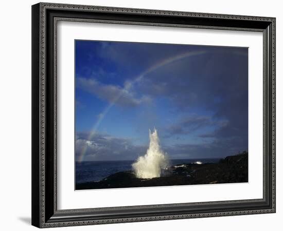 Spouting Horn with Rainbow, Po'Ipu, Kauai, Hawaii, USA-Rolf Nussbaumer-Framed Photographic Print