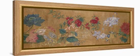 Sprays of Blossoming Prunus, Chrysanthemums, Peonies, Hydrangea, Lotus, Further Flowers and Foliage-Jiang Tingzi (After)-Framed Premier Image Canvas