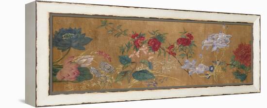 Sprays of Blossoming Prunus, Chrysanthemums, Peonies, Hydrangea, Lotus, Further Flowers and Foliage-Jiang Tingzi (After)-Framed Premier Image Canvas