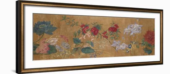 Sprays of Blossoming Prunus, Chrysanthemums, Peonies, Hydrangea, Lotus, Further Flowers and Foliage-Jiang Tingzi (After)-Framed Giclee Print