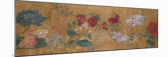 Sprays of Blossoming Prunus, Chrysanthemums, Peonies, Hydrangea, Lotus, Further Flowers and Foliage-Jiang Tingzi (After)-Mounted Giclee Print