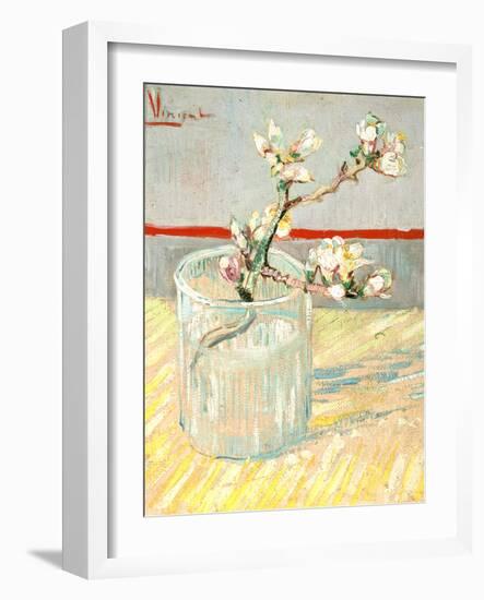 Sprig of Flowering Almond Blossom in a Glass, 1888-Vincent van Gogh-Framed Premium Giclee Print