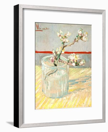 Sprig of Flowering Almond Blossom in a Glass, 1888-Vincent van Gogh-Framed Premium Giclee Print