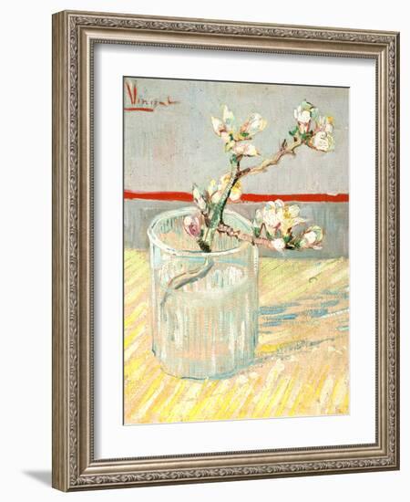 Sprig of Flowering Almond Blossom in a Glass, 1888-Vincent van Gogh-Framed Giclee Print