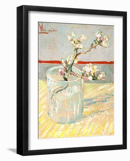 Sprig of Flowering Almond Blossom in a Glass, 1888-Vincent van Gogh-Framed Giclee Print