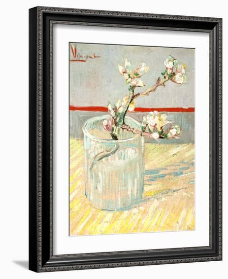 Sprig of Flowering Almond Blossom in a Glass, 1888-Vincent van Gogh-Framed Giclee Print