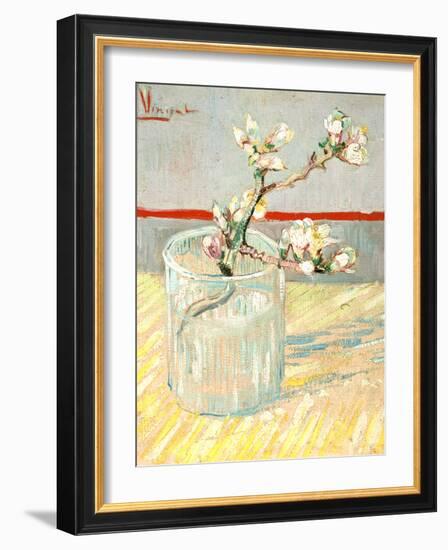 Sprig of Flowering Almond Blossom in a Glass, 1888-Vincent van Gogh-Framed Giclee Print