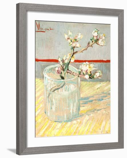 Sprig of Flowering Almond Blossom in a Glass, 1888-Vincent van Gogh-Framed Giclee Print