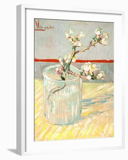 Sprig of Flowering Almond Blossom in a Glass, 1888-Vincent van Gogh-Framed Giclee Print