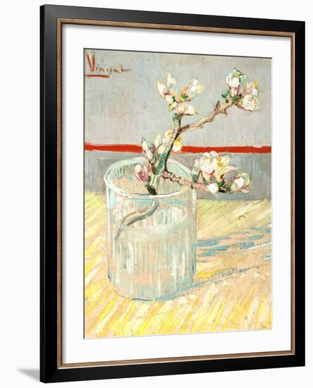 Sprig of Flowering Almond Blossom in a Glass, 1888-Vincent van Gogh-Framed Giclee Print