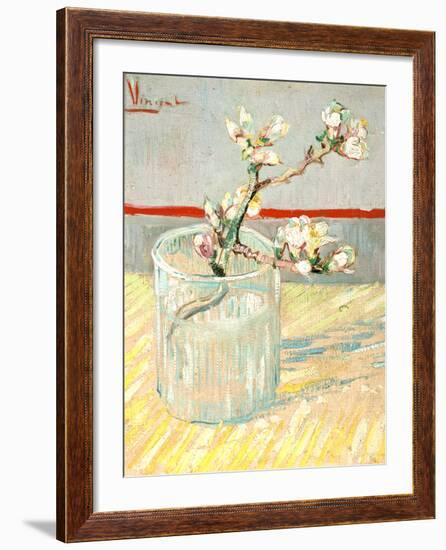 Sprig of Flowering Almond Blossom in a Glass, 1888-Vincent van Gogh-Framed Giclee Print