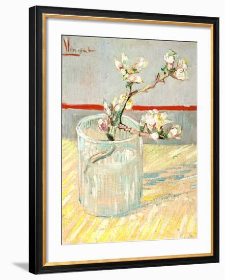 Sprig of Flowering Almond Blossom in a Glass, 1888-Vincent van Gogh-Framed Giclee Print