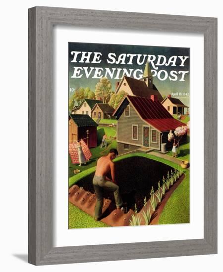 "Spring 1942," Saturday Evening Post Cover, April 18, 1942-Grant Wood-Framed Giclee Print